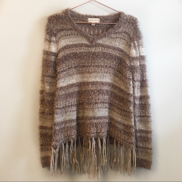 Knox Rose Sweaters - Knox Rose | Fringe striped sweater